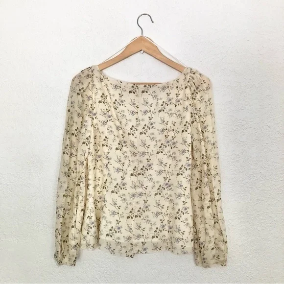 $890 Brock Collection Thelma Linen Cotton Floral Cottage Core Puff Sleeve Blouse - Picture 12 of 17